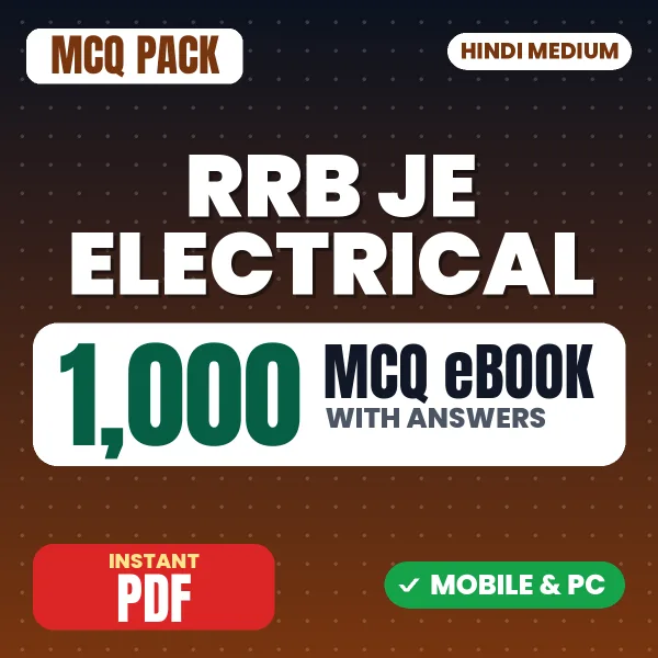 RRB JE Electrical (CBT 1) Exam – 1000 MCQ eBook with Answers | Hindi Medium PDF Download