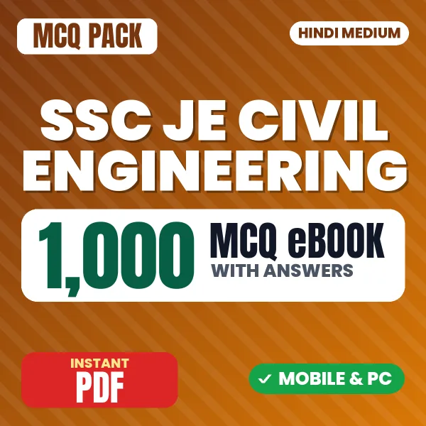 SSC JE Civil Engineering Exam Paper 2 – 1000 MCQ eBook with Answers | Hindi Medium PDF Download