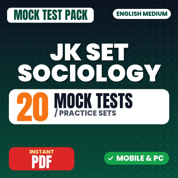 JK SET Sociology Exam Paper 2 – 20 Mock Tests / Practice Sets | English Medium PDF Download