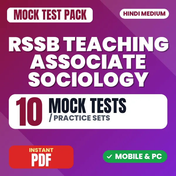 RSSB Teaching Associate (Sociology) Exam Paper 1 – 10 Mock Tests / Practice Sets | Hindi Medium PDF Download