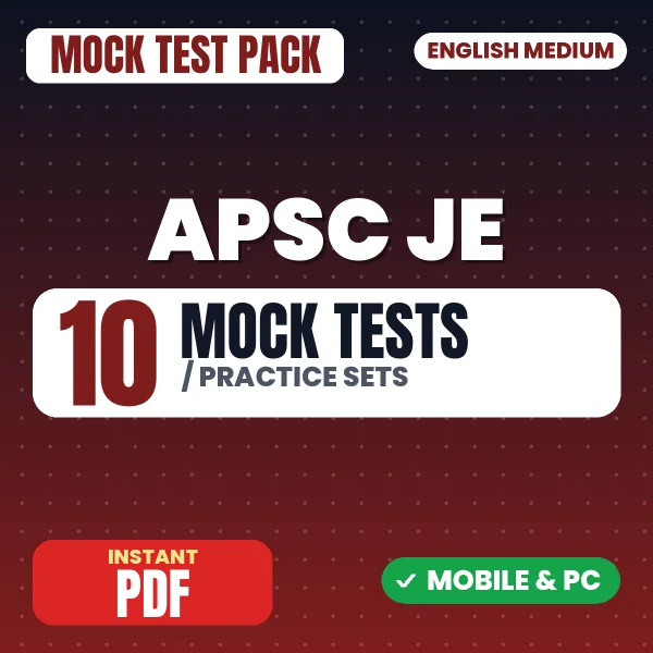 APSC Junior Engineer (Civil) Exam Paper 1 – 10 Mock Tests / Practice Sets | English Medium PDF Download