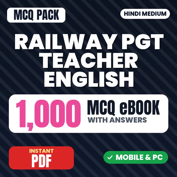 Railway PGT Teacher (English) Exam – 1000 MCQ eBook with Answers | Hindi Medium PDF Download