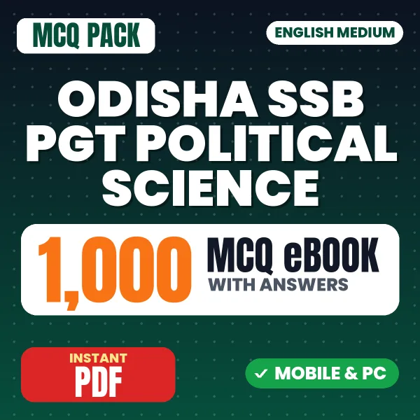 Odisha SSB PGT Political Science Exam – 1000 MCQ eBook with Answers | English Medium PDF Download