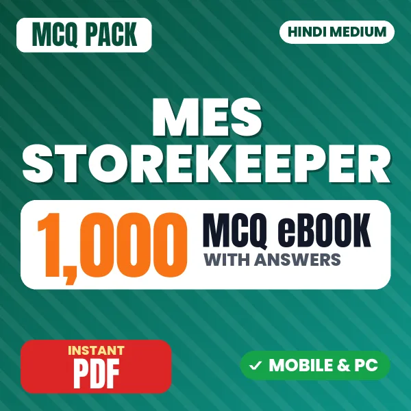 MES Storekeeper Exam – 1000 MCQ eBook with Answers | Hindi Medium PDF Download