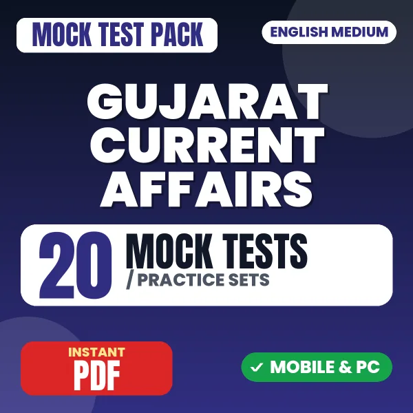 Gujarat Current Affairs in English - June 2025 – 20 Mock Tests / Practice Sets | English Medium PDF Download