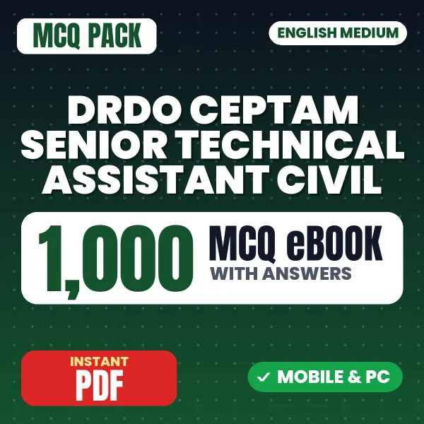 DRDO CEPTAM Senior Technical Assistant (Civil) Exam Tier 1 – 1000 MCQ eBook with Answers | English Medium PDF Download