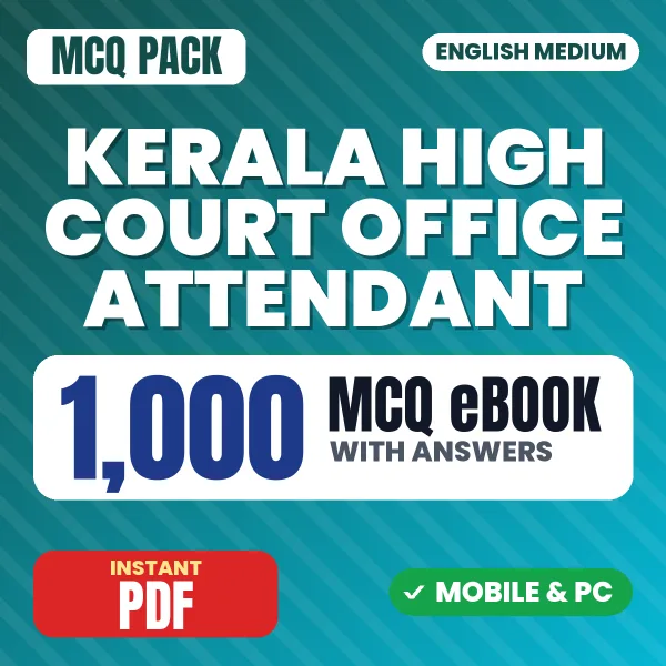 Kerala High Court Office Attendant Exam – 1000 MCQ eBook with Answers | English Medium PDF Download
