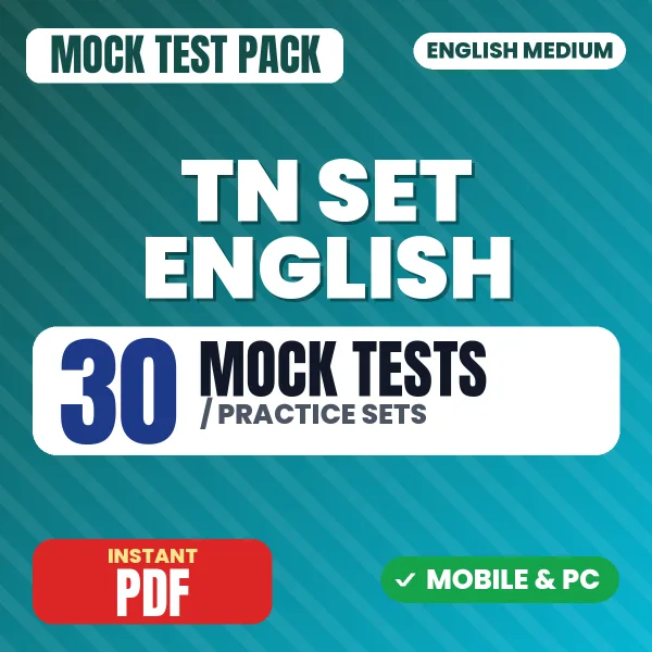 TN SET English Exam – 30 Mock Tests / Practice Sets | English Medium PDF Download