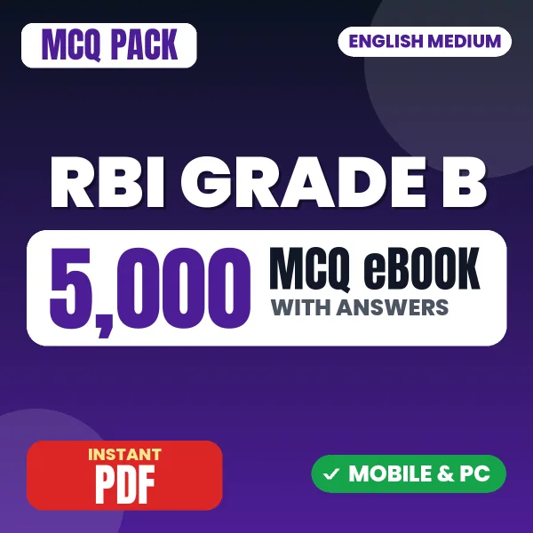 RBI Grade B Phase I Prelims Exam (General) – 5000 MCQ eBook with Answers | English Medium PDF Download
