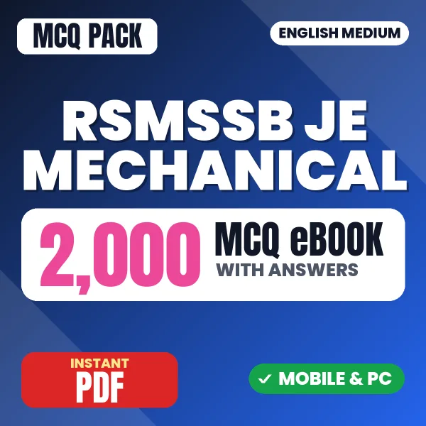 RSMSSB JE (Mechanical) Exam – 2000 MCQ eBook with Answers | English Medium PDF Download