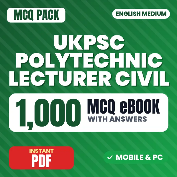 UKPSC Polytechnic Lecturer Civil Exam Paper 3 – 1000 MCQ eBook with Answers | English Medium PDF Download