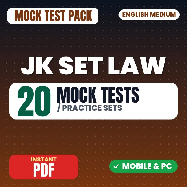 JK SET Law Exam Paper 2 – 20 Mock Tests / Practice Sets | English Medium PDF Download