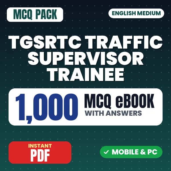 TGSRTC Traffic Supervisor Trainee Exam – 1000 MCQ eBook with Answers | English Medium PDF Download