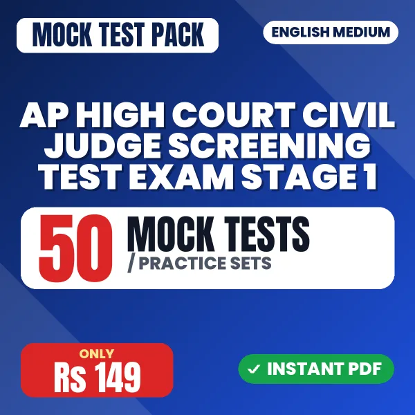 AP High Court Civil Judge Screening Test Exam Stage 1 – 50 Mock Tests / Practice Sets | English Medium PDF Download