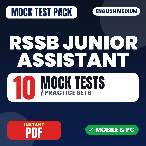 RSSB Junior Assistant Phase 1 Exam Paper 1 – 10 Mock Tests / Practice Sets | English Medium PDF Download