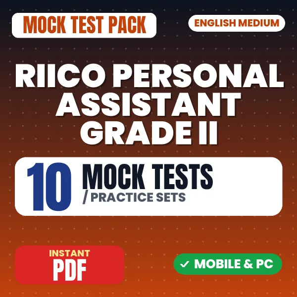 RIICO Personal Assistant Grade II Exam Part I – 10 Mock Tests / Practice Sets | English Medium PDF Download