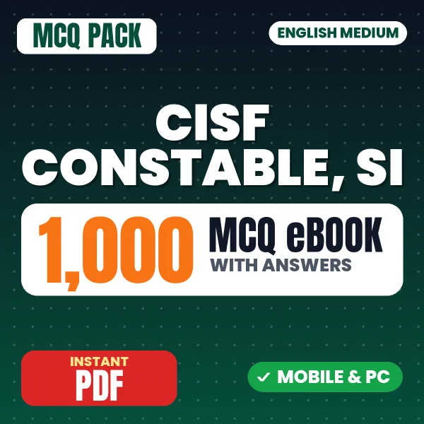 CISF Constable, SI Exam – 1000 MCQ eBook with Answers | English Medium PDF Download