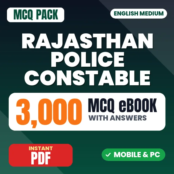 Rajasthan Police Constable Exam – 3000 MCQ eBook with Answers | English Medium PDF Download