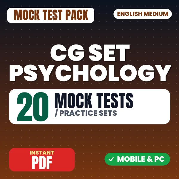 CG SET Psychology Exam – 20 Mock Tests / Practice Sets | English Medium PDF Download