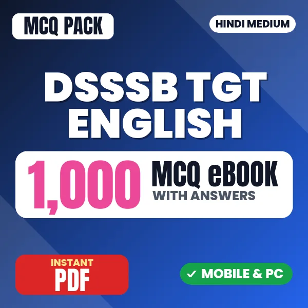 DSSSB TGT English Exam – 1000 MCQ eBook with Answers | Hindi Medium PDF Download