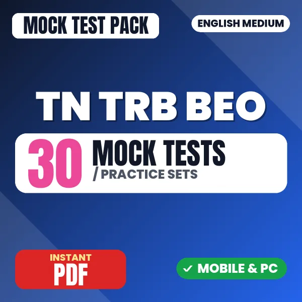TN TRB BEO (Part-A) Exam - Tamil – 30 Mock Tests / Practice Sets | English Medium PDF Download