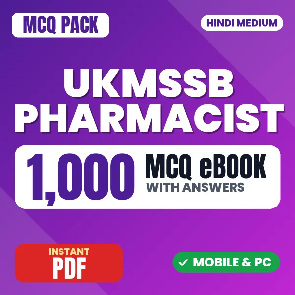 UKMSSB Pharmacist (Allopathic) Exam – 1000 MCQ eBook with Answers | Hindi Medium PDF Download