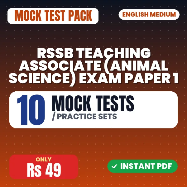 RSSB Teaching Associate (Animal Science) Exam Paper 1 – 10 Mock Tests / Practice Sets | English Medium PDF Download