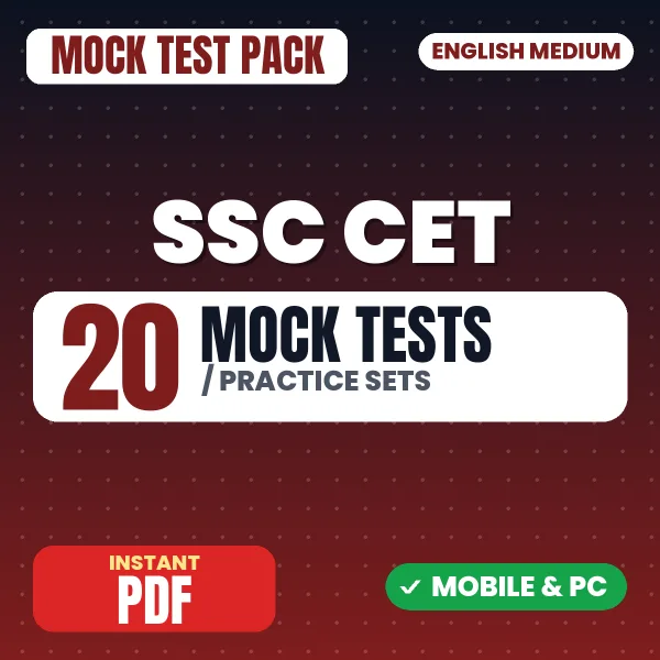 SSC CET Prelims Exam – 20 Mock Tests / Practice Sets | English Medium PDF Download
