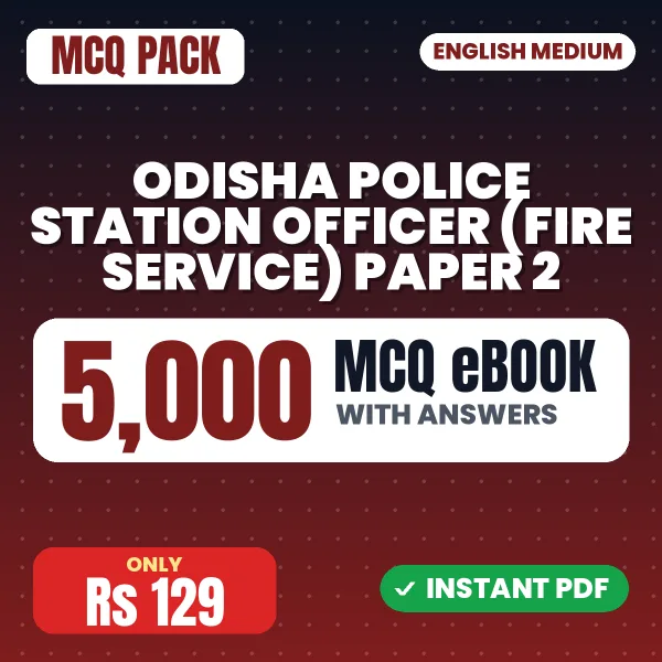 Odisha Police Station Officer (Fire Service) Paper 2 Exam – 5000 MCQ eBook with Answers | English Medium PDF Download