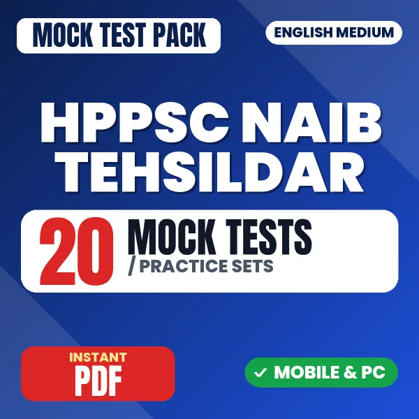 HPPSC Naib Tehsildar (Prelims) Exam – 20 Mock Tests / Practice Sets | English Medium PDF Download
