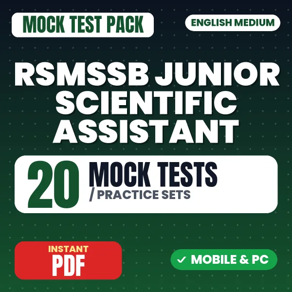 RSMSSB Junior Scientific Assistant Exam – 20 Mock Tests / Practice Sets | English Medium PDF Download