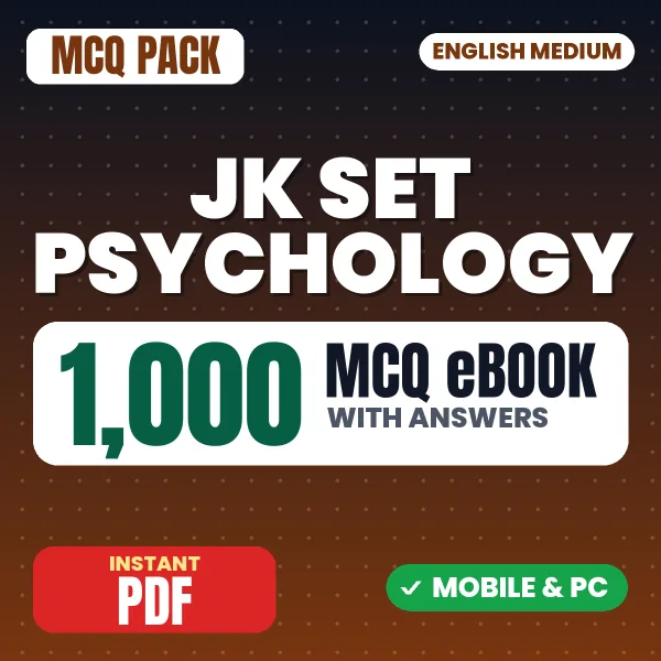 JK SET Psychology Exam – 1000 MCQ eBook with Answers | English Medium PDF Download