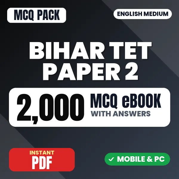 Bihar TET Maths & Science Exam Paper II – 2000 MCQ eBook with Answers | English Medium PDF Download