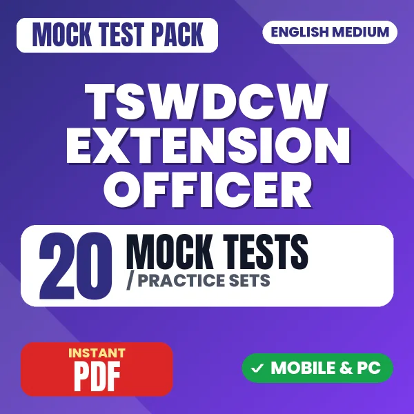 TSWDCW Extension Officer Exam – 20 Mock Tests / Practice Sets | English Medium PDF Download