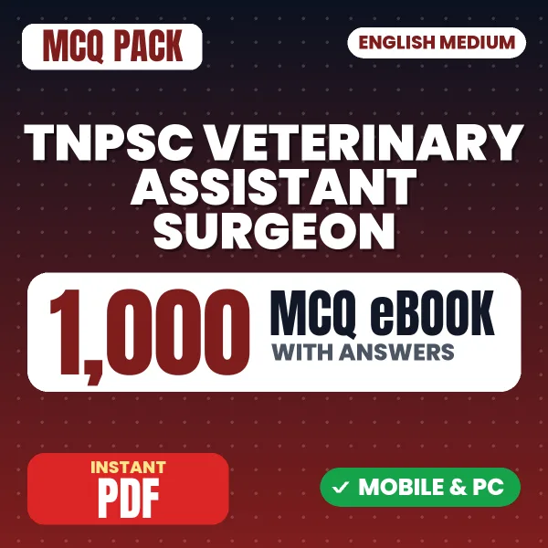 TNPSC Veterinary Assistant Surgeon Exam Paper II – 1000 MCQ eBook with Answers | English Medium PDF Download