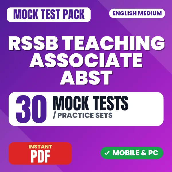 RSSB Teaching Associate (A.B.S.T.) Exam Paper 1 – 30 Mock Tests / Practice Sets | English Medium PDF Download
