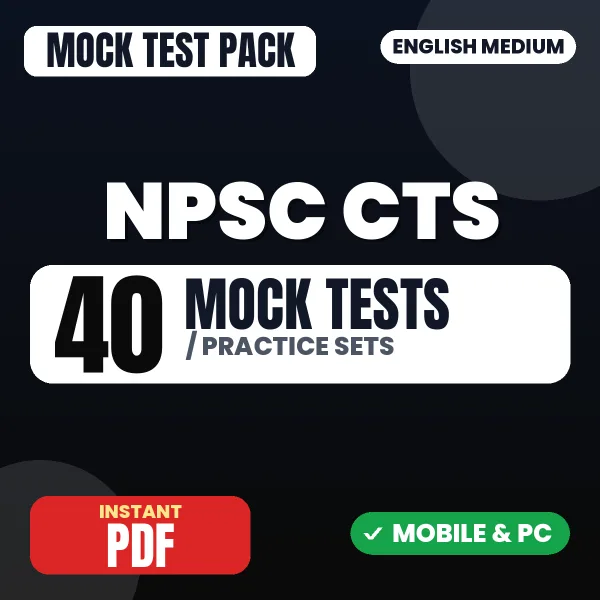 NPSC Combined Technical Services (General English, General Knowledge) Exam – 40 Mock Tests / Practice Sets | English Medium PDF Download