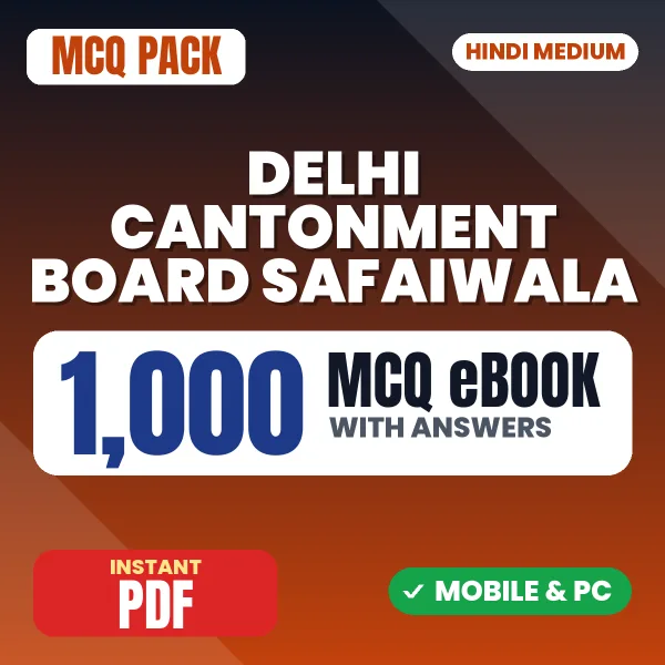 Delhi Cantonment Board Safaiwala Exam – 1000 MCQ eBook with Answers | Hindi Medium PDF Download