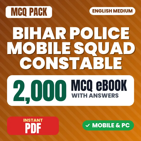 Bihar Police Mobile Squad Constable Exam – 2000 MCQ eBook with Answers | English Medium PDF Download