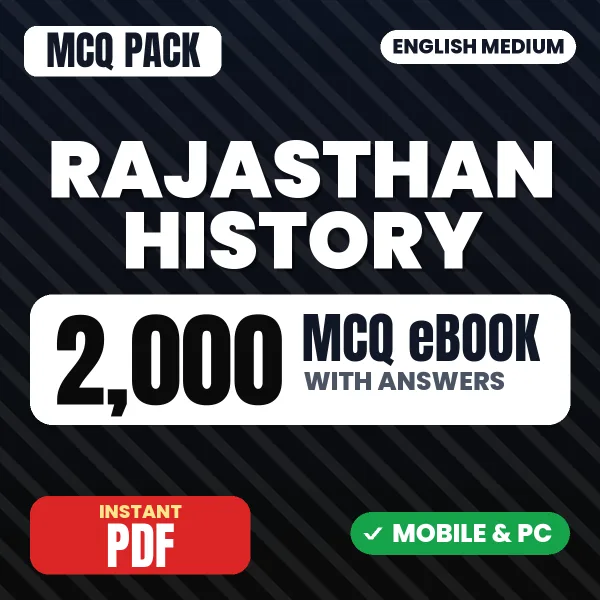 Rajasthan History Exam – 2000 MCQ eBook with Answers | English Medium PDF Download