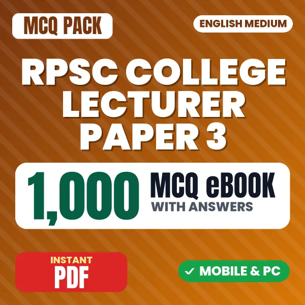 RPSC College Lecturer Paper 3 Exam – 1000 MCQ eBook with Answers | English Medium PDF Download
