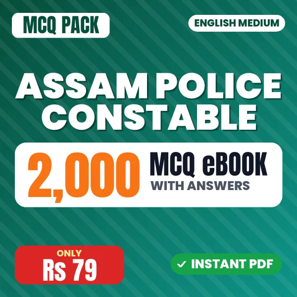 Assam Police Constable Exam – 2000 MCQ eBook with Answers | English Medium PDF Download