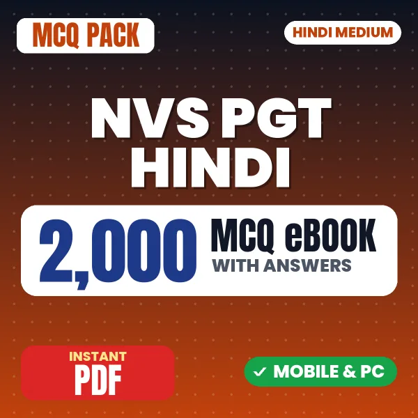 NVS PGT Hindi Prelims TIER I Exam – 2000 MCQ eBook with Answers | Hindi Medium PDF Download