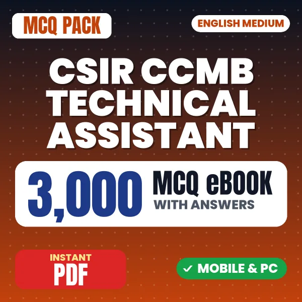 CSIR CCMB Technical Assistant Exam Paper 1 – 3000 MCQ eBook with Answers | English Medium PDF Download