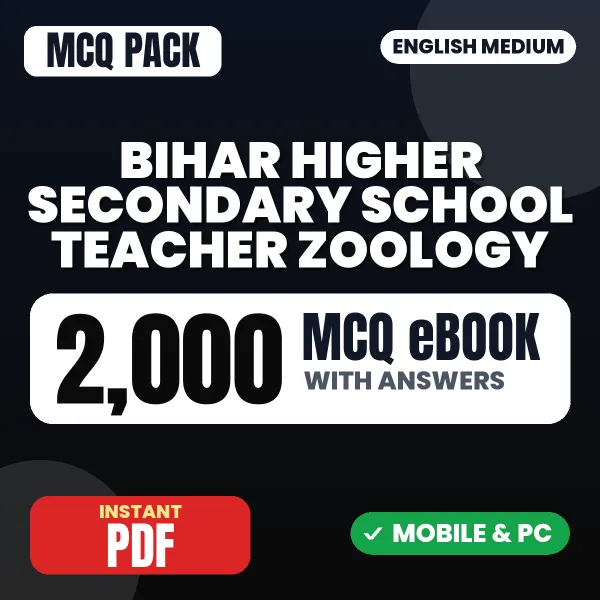 Bihar Higher Secondary School Teacher Zoology Exam Paper II – 2000 MCQ eBook with Answers | English Medium PDF Download