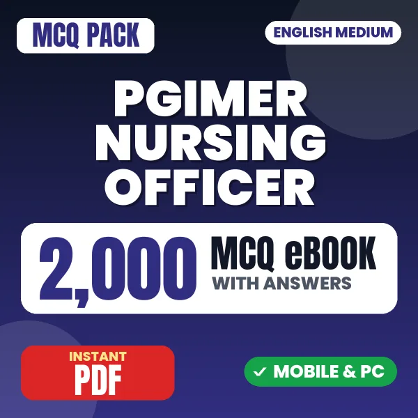 PGIMER Nursing Officer Exam – 2000 MCQ eBook with Answers | English Medium PDF Download