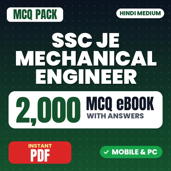 SSC JE Mechanical Engineering Paper-2 Exam – 2000 MCQ eBook with Answers | Hindi Medium PDF Download
