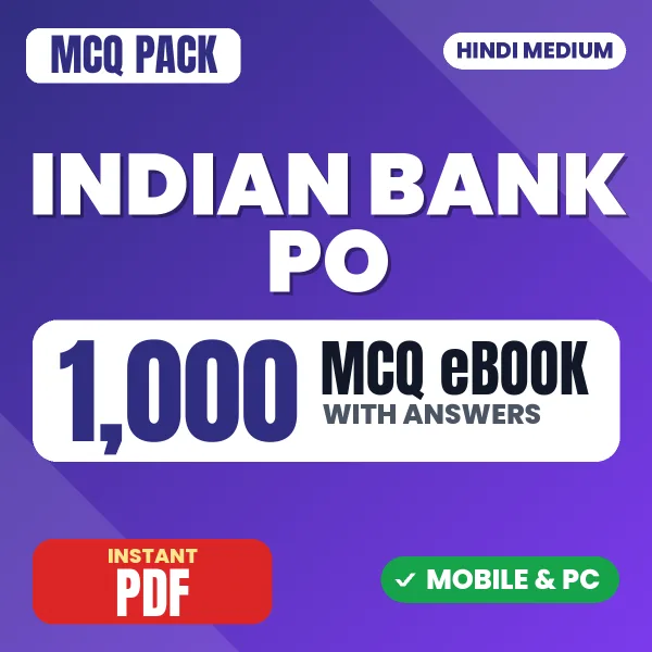 Indian Bank PO Prelims Exam – 1000 MCQ eBook with Answers | Hindi Medium PDF Download