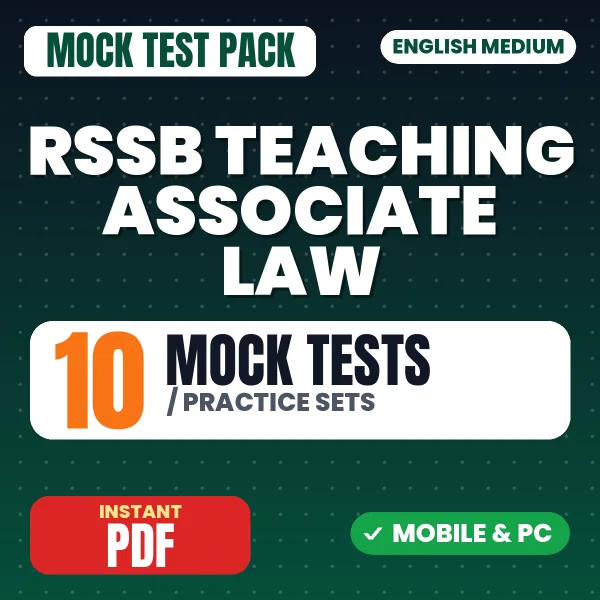 RSSB Teaching Associate (Law) Paper-1 Exam – 10 Mock Tests / Practice Sets | English Medium PDF Download