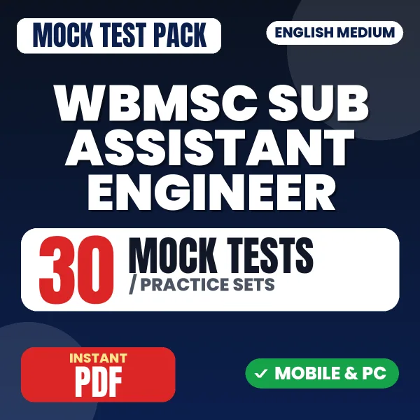 MSCWB Sub Assistant Engineer Exam (Civil Engineering) – 30 Mock Tests / Practice Sets | English Medium PDF Download